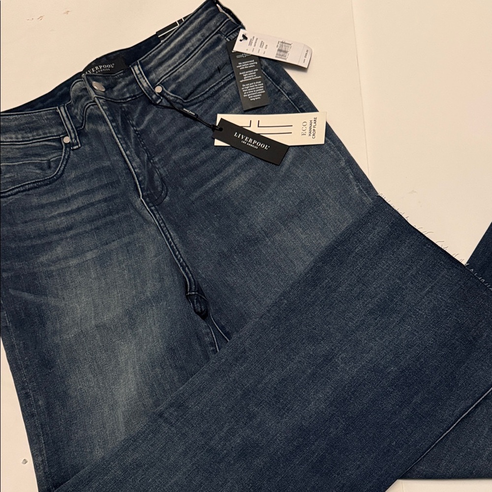 Liverpool LA Hannah Crop Dark Blue Straight Leg Jeans sz 16/33